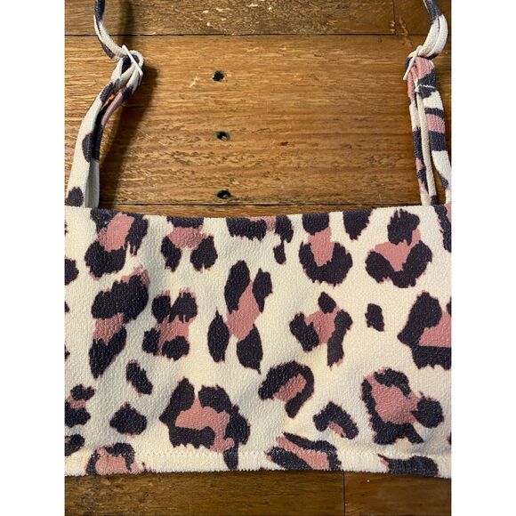 Aerie Medium scoop bikini top NWT cheetah/leopard animal print tan UPF 50 - Picture 2 of 6